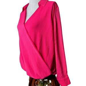 Adrienne Vittadini hot pink blouse size L
